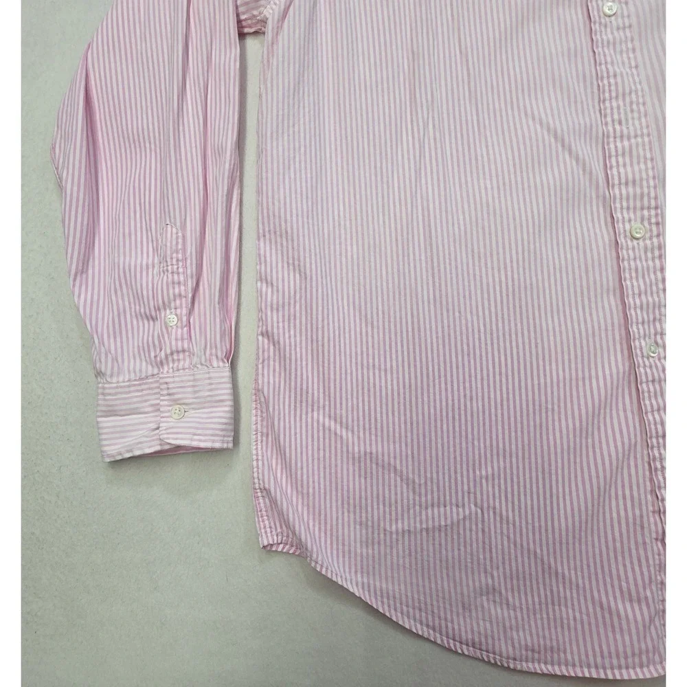 Polo Ralph Lauren Shirt Men XL Pink Blue Striped Long Sleeve Button Front Casual